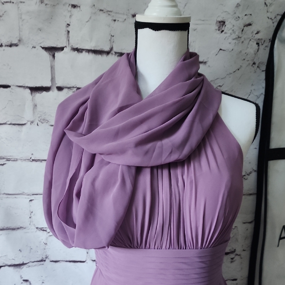 Azazie Bonnie Stretch Wisteria A-Line Pleated Stretch Satin Dress Bridesmaid A6 - Picture 13 of 15